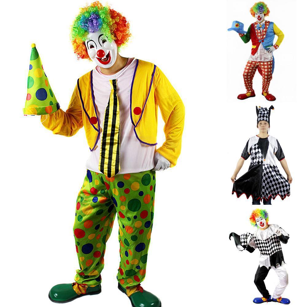 Halloween Audlt Circus Clown Juggler Cosplay Costume Party Wear