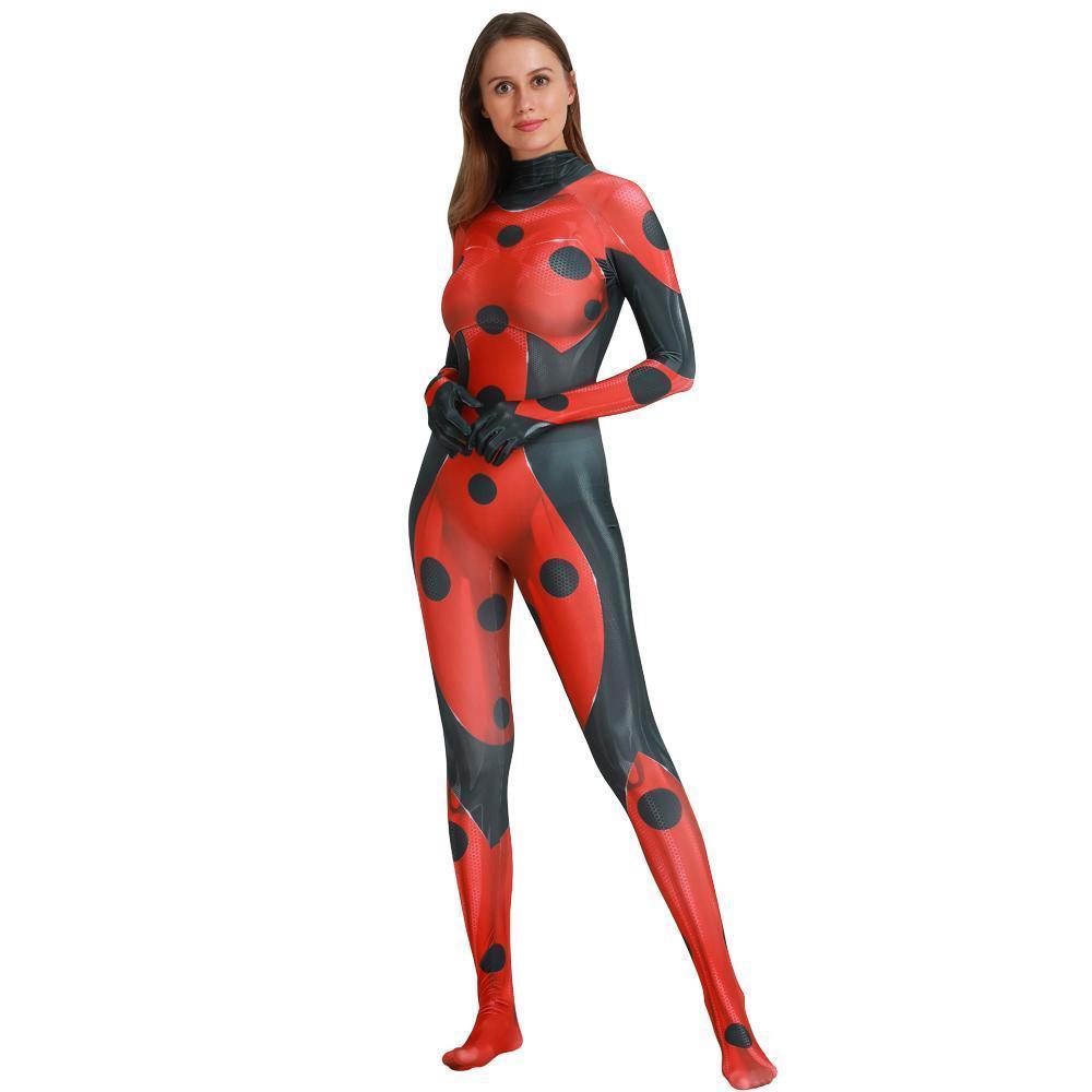 MrBug Female Cosplay Miraculous Ladybug Halloween Costume Zentai Bodysuit