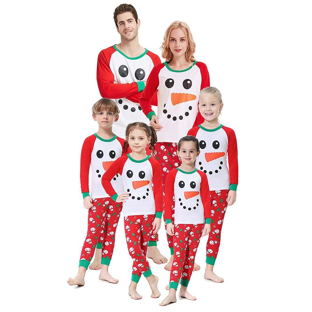Family matching Snowman Elk Printed Sleepwear Christmas Pajamas Set 2022