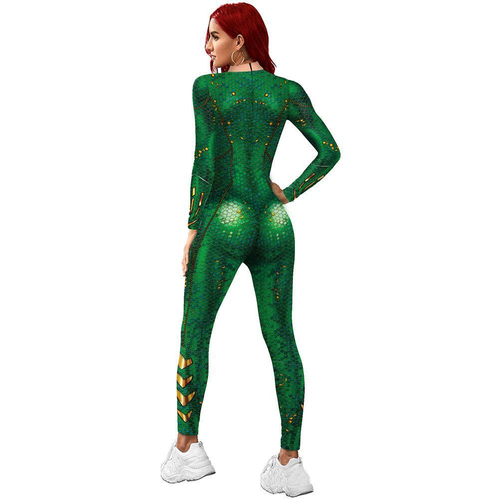 Aquaman 2 Costume Cosplay Halloween Jumpsuit Slim Fit Long Sleeve T-Shirt Party Outfit For Women