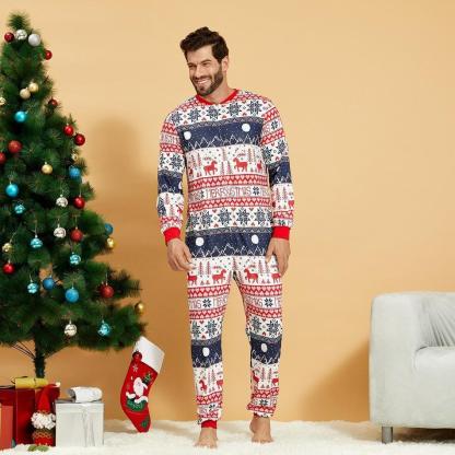 Christmas Sleepwear Jumpsuit Reindeer Snowflake Geometric Festival Family Matching Pajamas Casual Nightwear