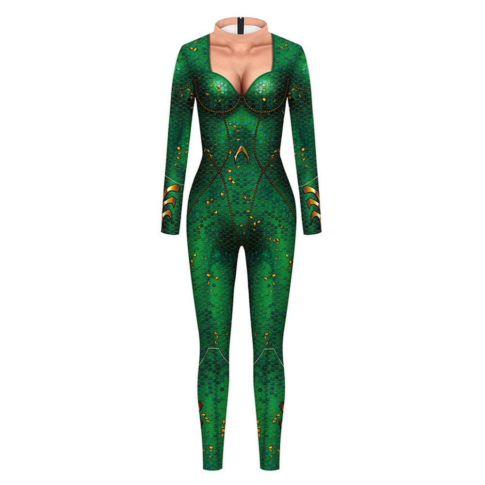 Atlanna Queen Aquaman 2 Costume Cosplay Jumpsuit Halloween Sequined Catsuit Party Zentai