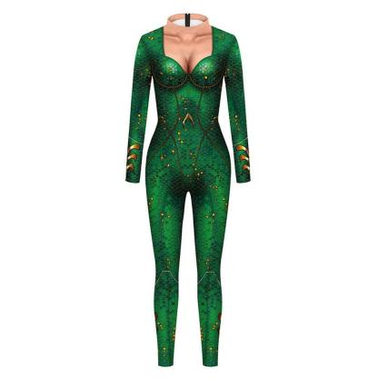 Atlanna Queen Aquaman 2 Costume Cosplay Jumpsuit Halloween Sequined Catsuit Party Zentai