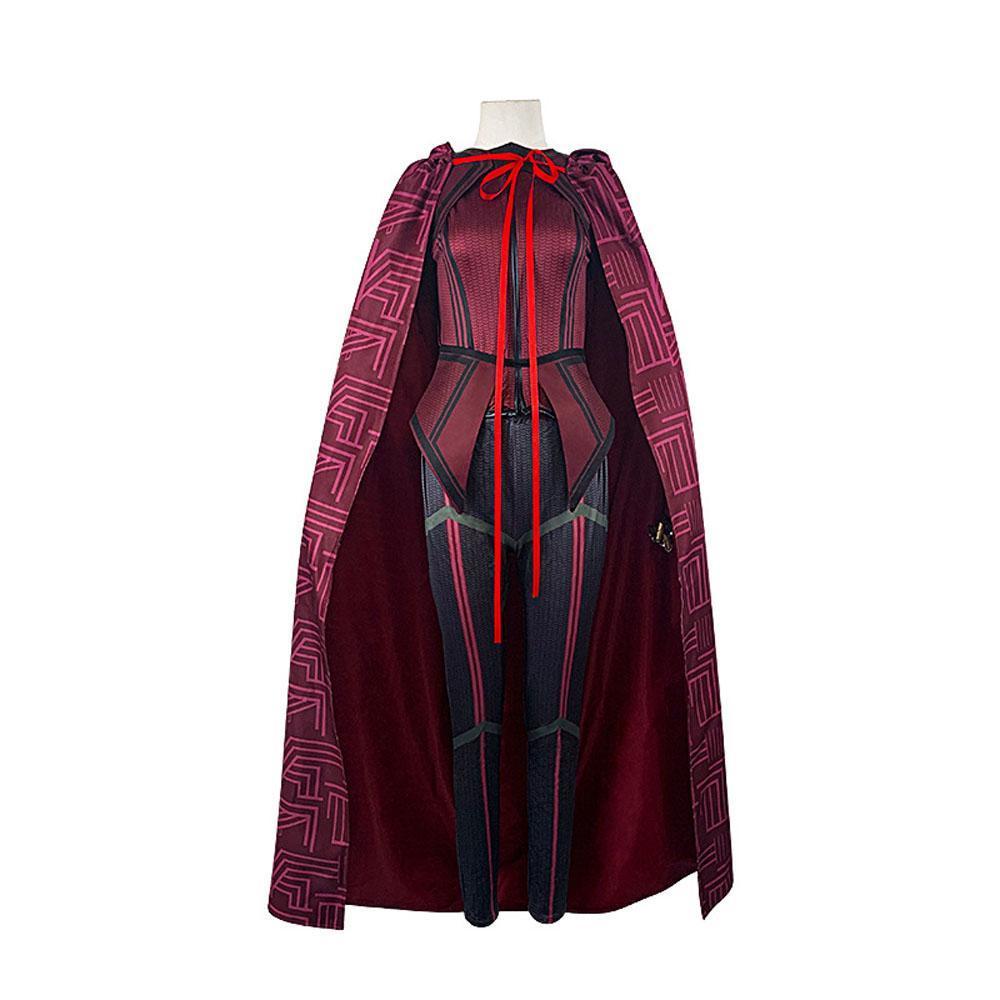 Wanda Maximoff Costume Cosplay Jumpsuit Red Witch Cloak Halloween Outfit for Woman