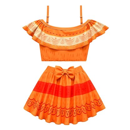 Encanto Pepa Swimsuits Girls Swimwear Ruffles Beach Surf Swimming Tankini Set-Pajamasbuy