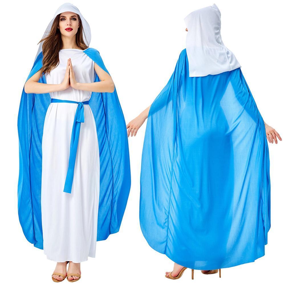 Female Virgin Mary Costume Play Missionary Costume Adult Carnival Cosplay Costume Fancy Dress