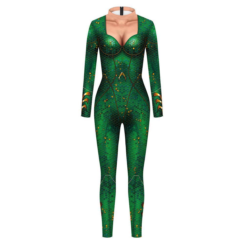 Aquaman 2 Costume Cosplay Halloween Jumpsuit Slim Fit Long Sleeve T-Shirt Party Outfit For Women