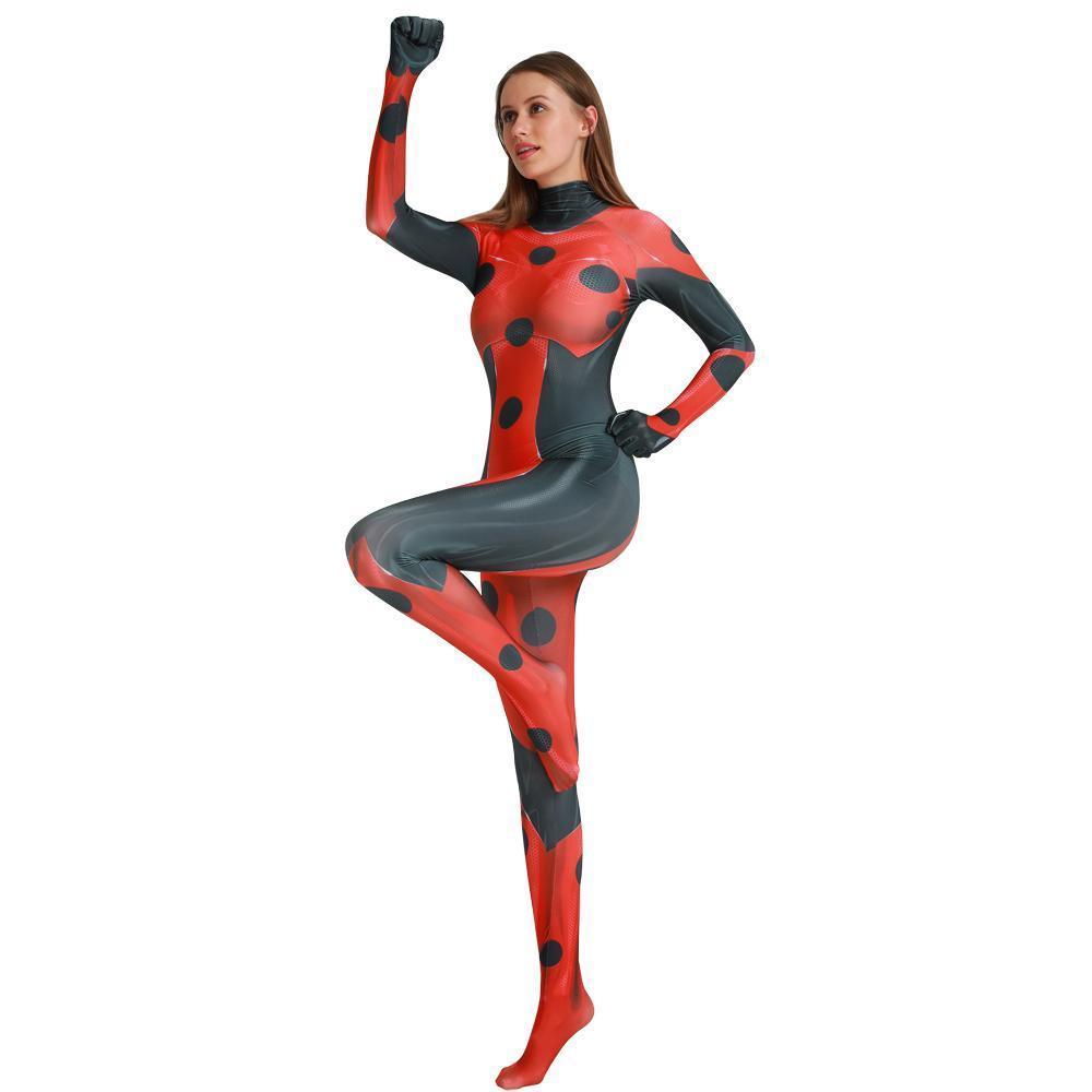 MrBug Female Cosplay Miraculous Ladybug Halloween Costume Zentai Bodysuit