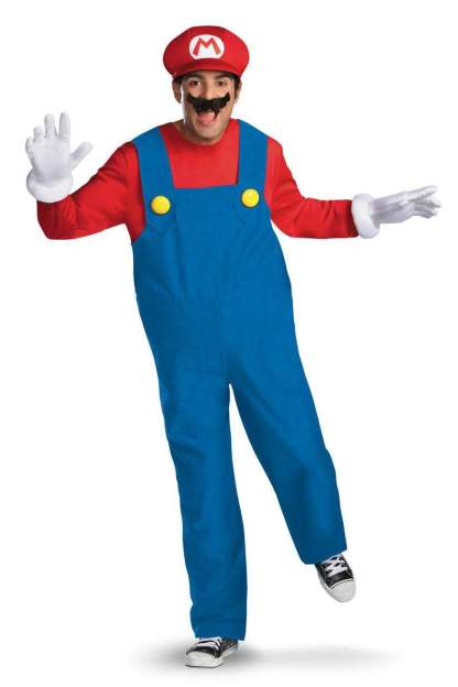 Halloween Adult Men's Deluxe Mario Cosplay Costume-Pajamasbuy