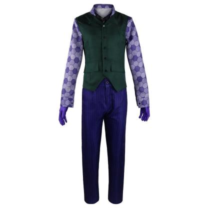 Batman Dark Knight Rise Joker Cosplay Costume Halloween Suit Purple Jacket Clown Dress Up