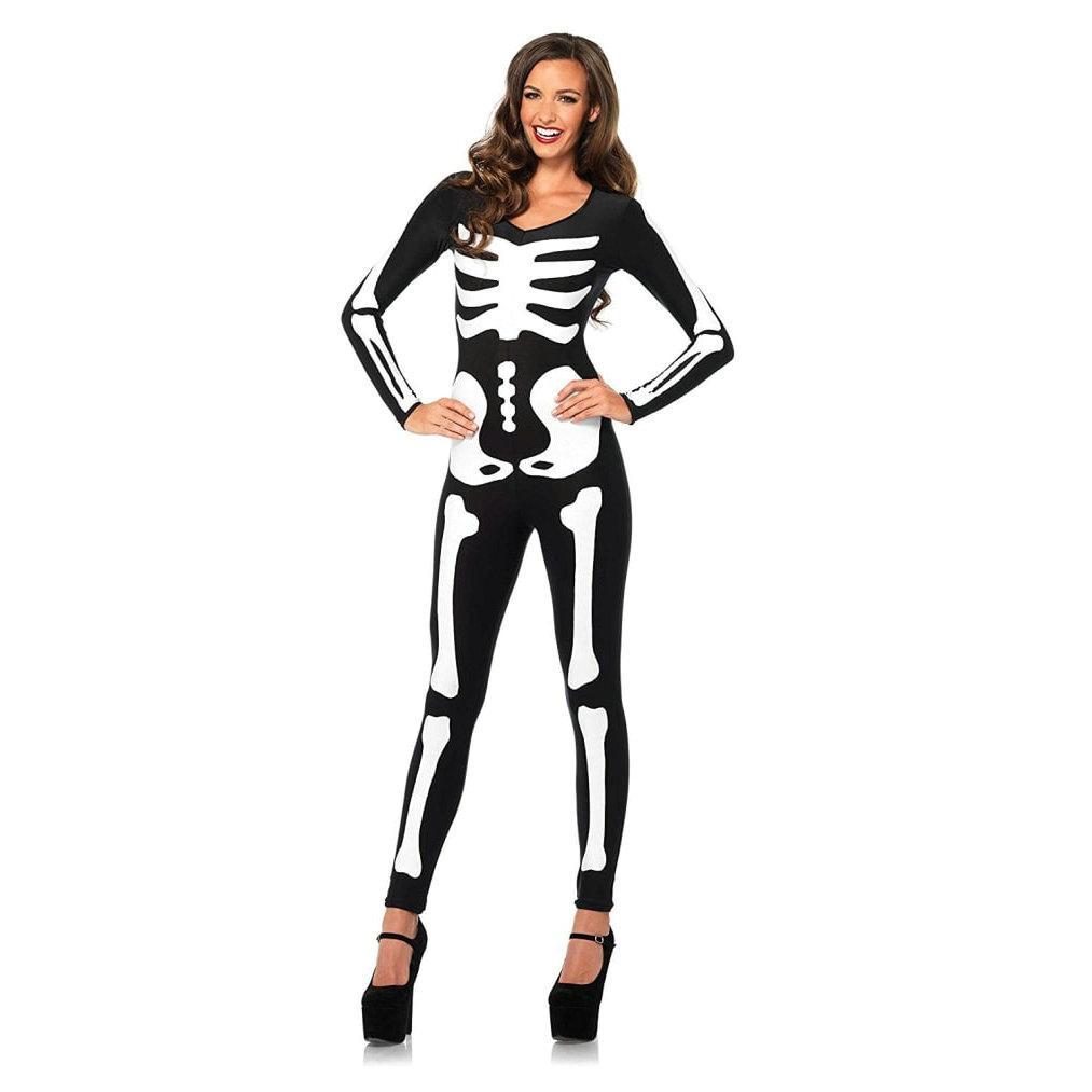 Halloween Outfits The Skeleton Onesies Fancy Cosplay Costume for Women