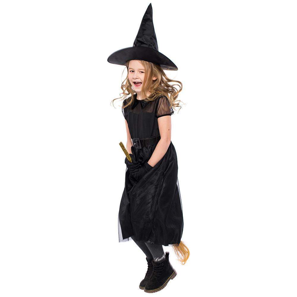 witch Cosplay black mesh little witch girl Halloween Costumes for kids