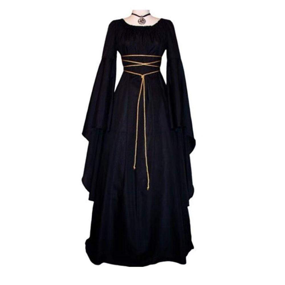 Antique solid color witch long sleeve dress Halloween