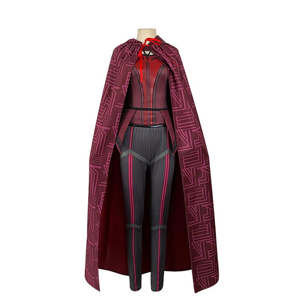 Wanda Maximoff Costume Cosplay Jumpsuit Red Witch Cloak Halloween Outfit for Woman