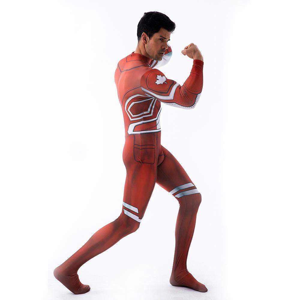 Captain Canuck Cosplay Costumes Jumpsuit Superhero Halloween Tights Zentai For Adult Kids