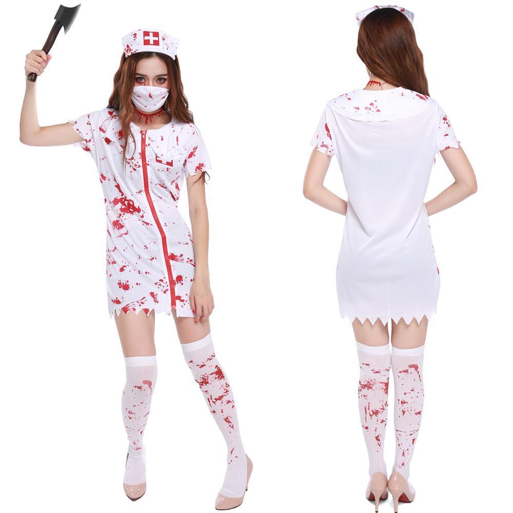 Women's Scary Zombie Bloody Nurse Adult Roleplay Costume