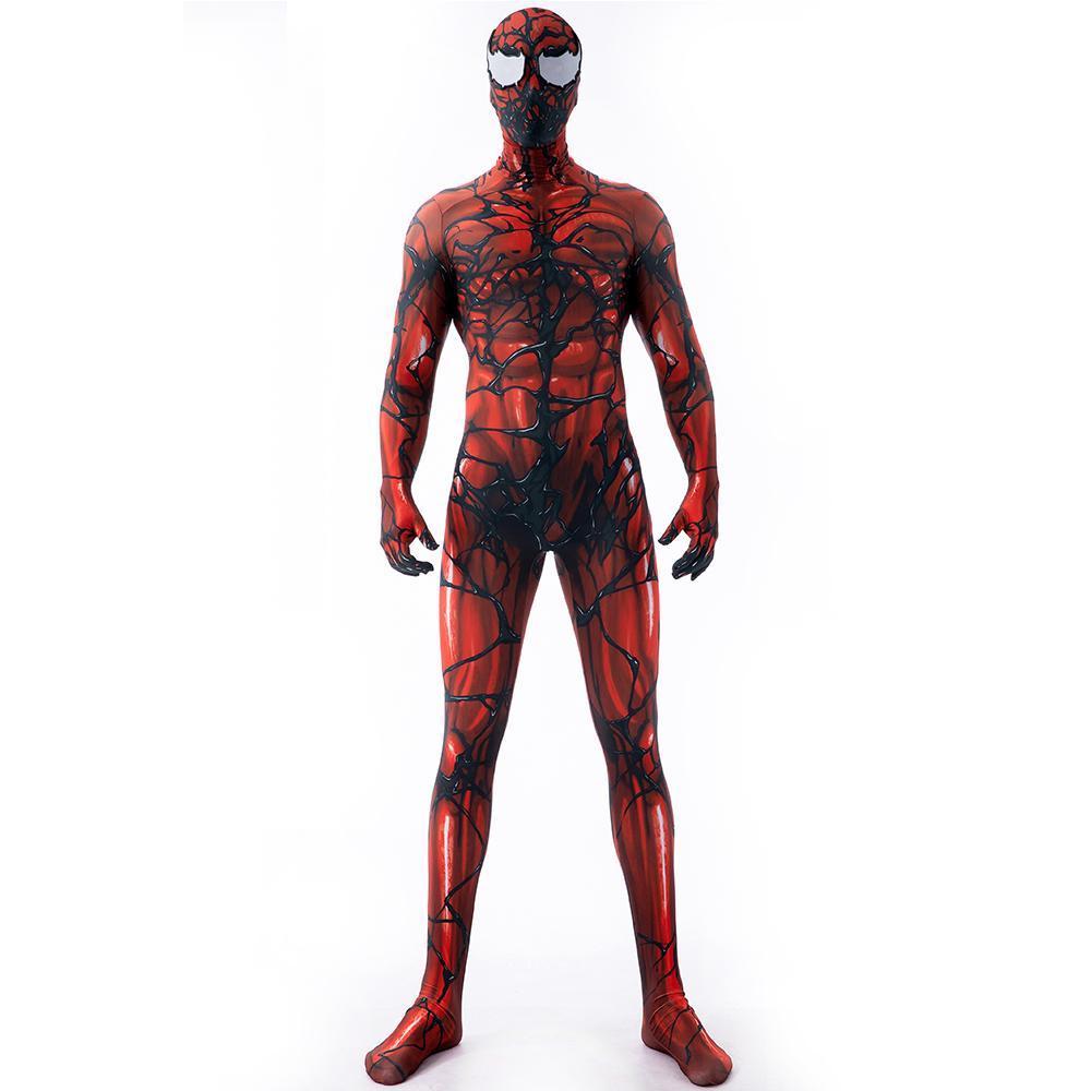 Carnage Red Venom Spiderman Costume Cosplay Jumpsuit Superhero Bodysuit Halloween Suit Zentai For Adult Kids-Pajamasbuy