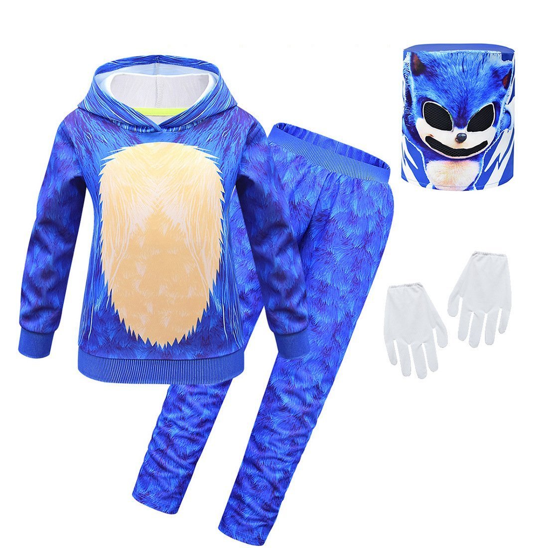 Kids Anime Sonic The Hedgehog Costume Game Halloween Boy Girls Hoodies Pants Sets Outfits-Pajamasbuy