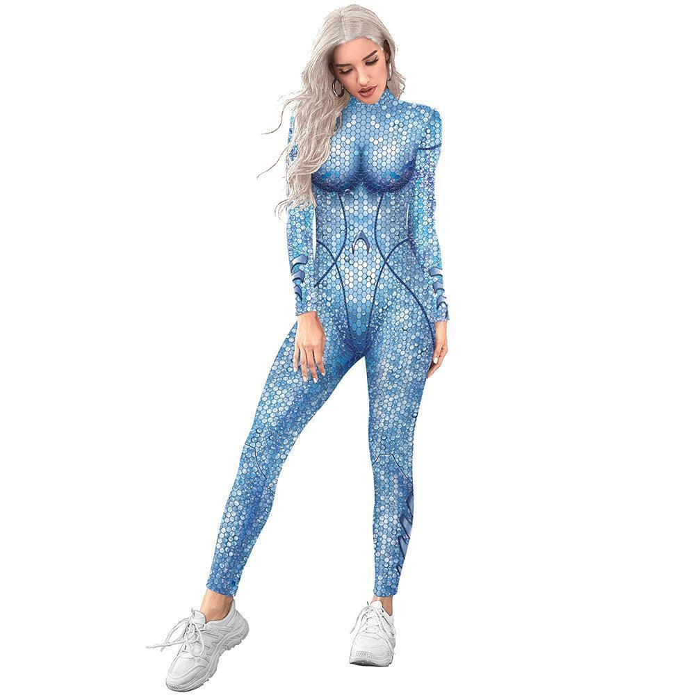 Atlanna Queen Aquaman 2 Costume Cosplay Jumpsuit Halloween Sequined Catsuit Party Zentai