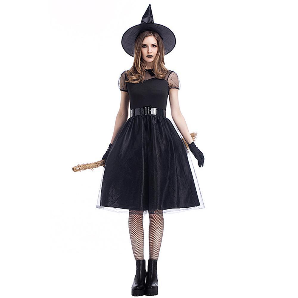 Adult Women Gothic Ghost Games Halloween Witch Cosplay Costume