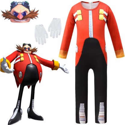 Kids Sonic The Hedgehog Dr. Eggman Cosplay Zentai Suit Costume Child Jumpsuit Bodysuit Outfits-Pajamasbuy