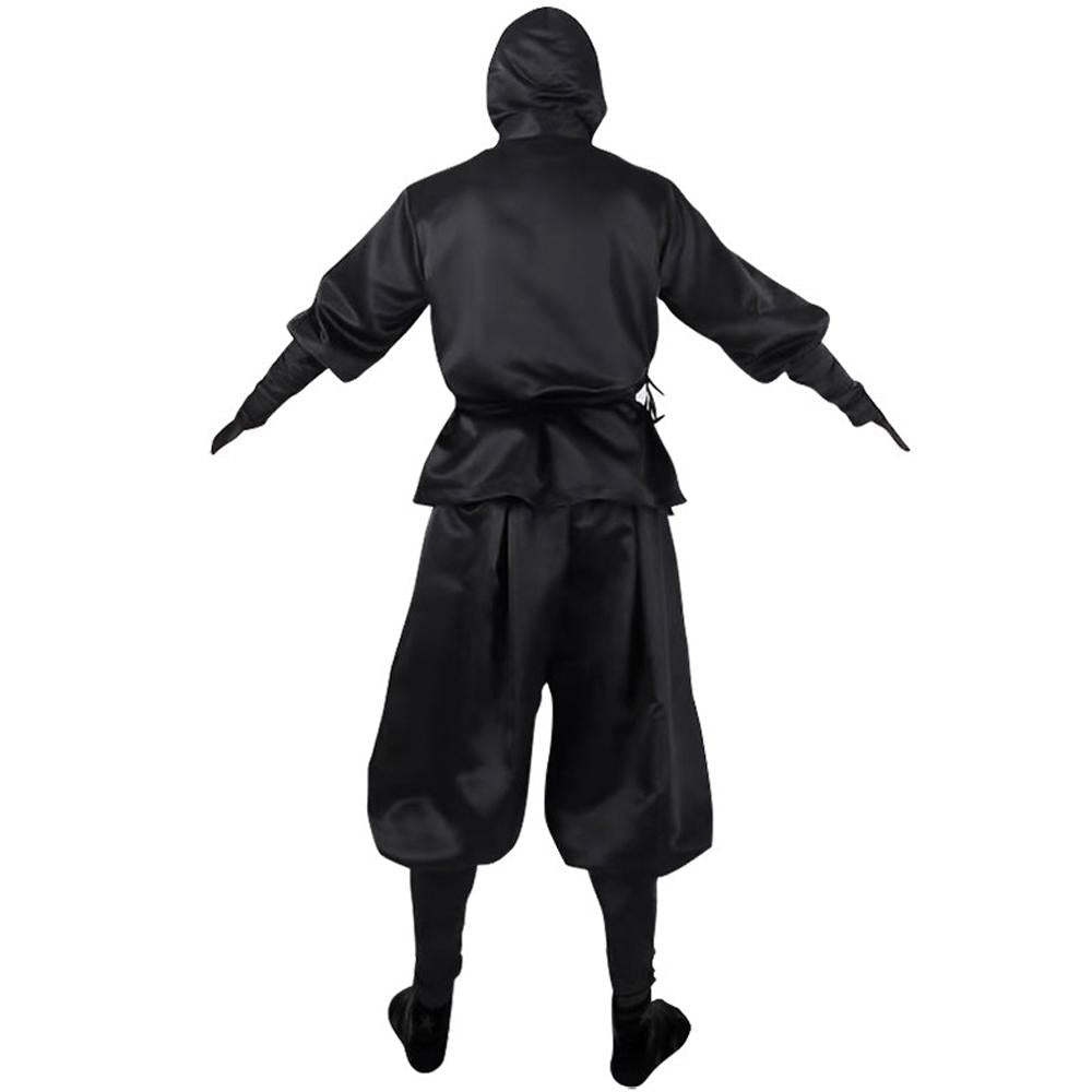 Japanese Ninja Bushido Cosplay Costume with Hood Socks Halloween Outfit Set Dress Up For Men