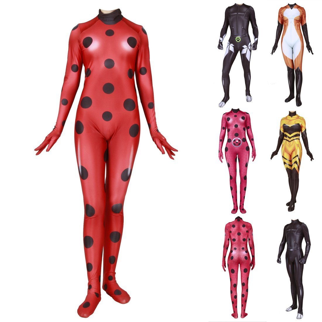 Miraculous Ladybug Jumpsuit Anime Cosplay Costume for Adult Kids