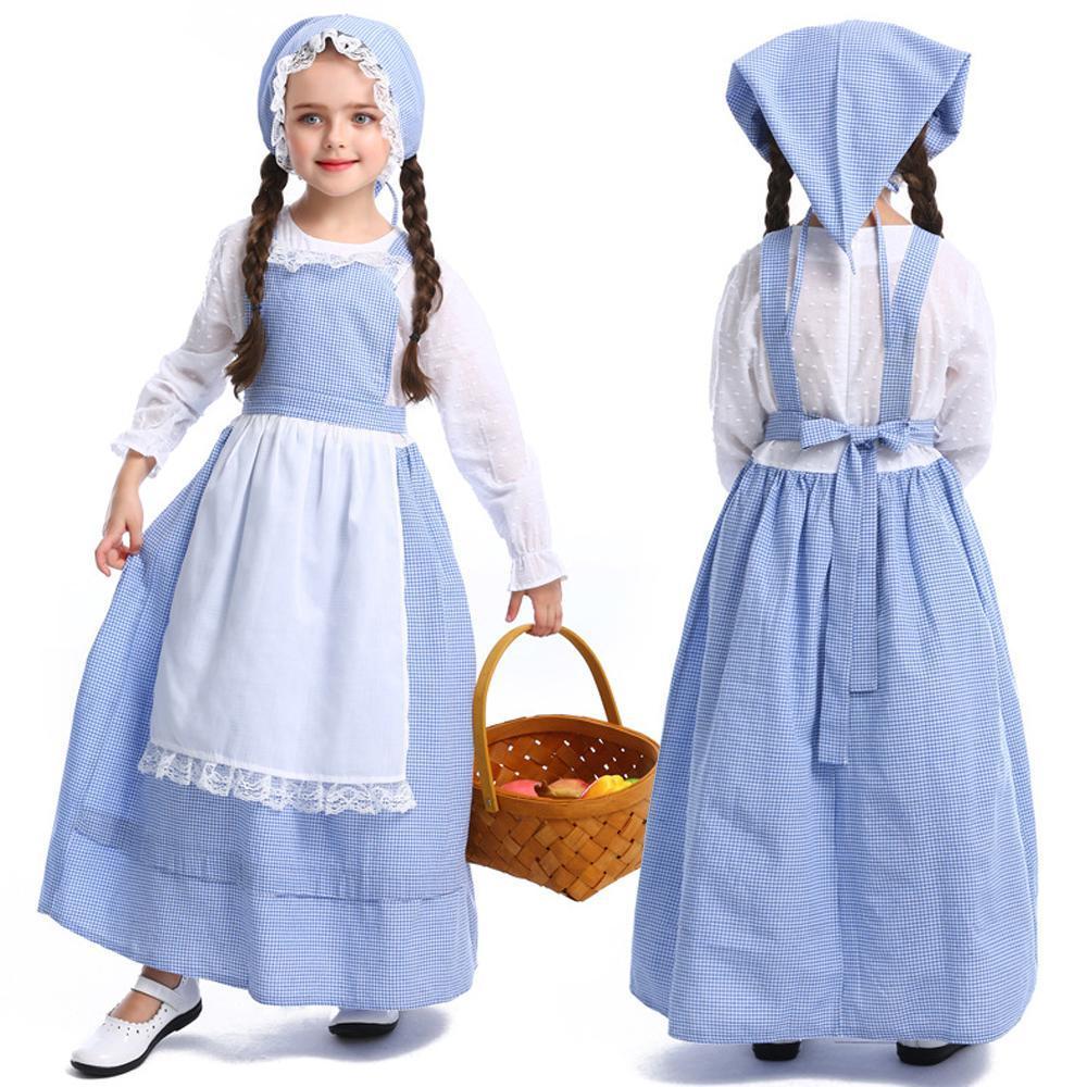 Alice Lolita Maid for kids Blue Farm Florist girl dress kids Maid Cosplay Costume