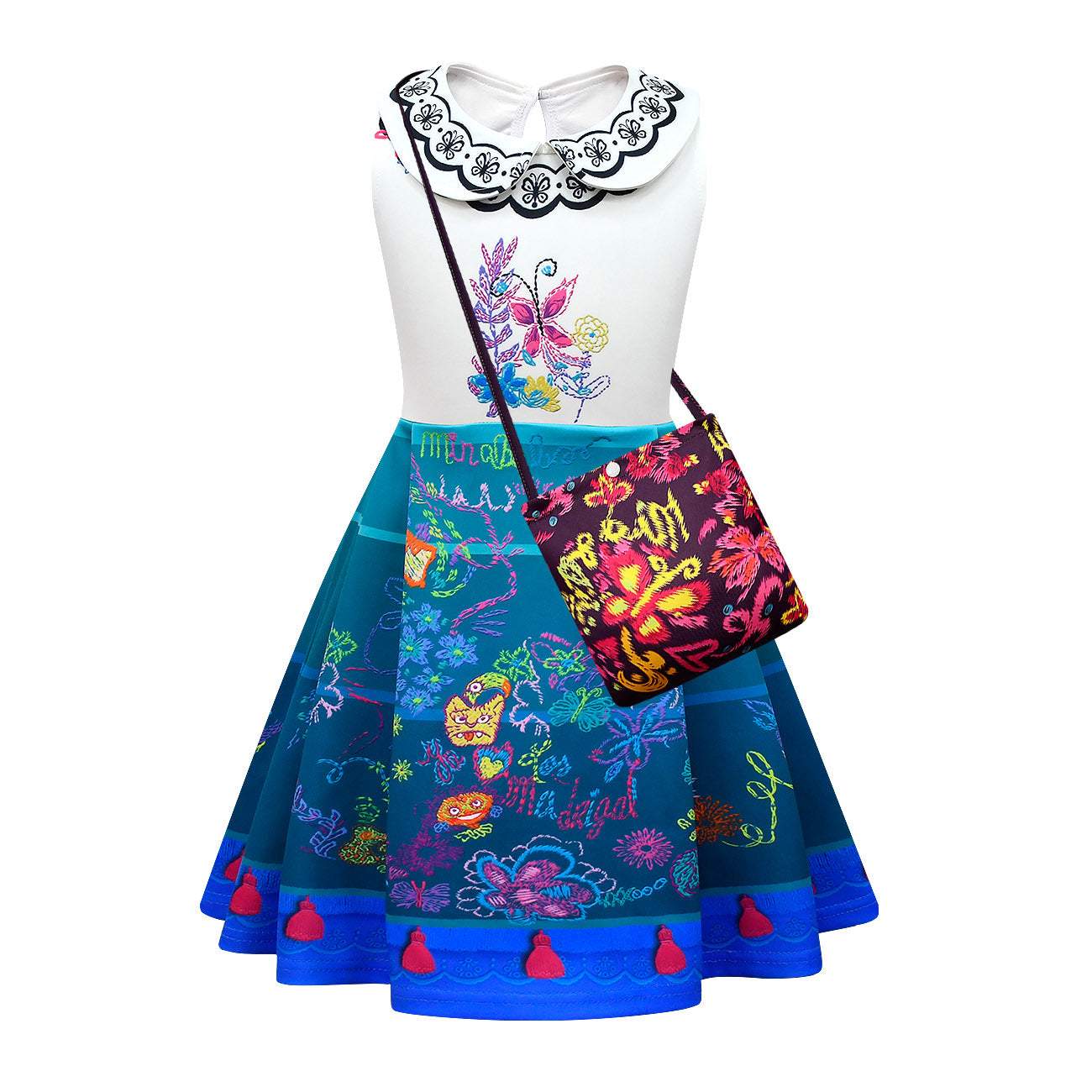 Encanto Mirabel Dress Girls Summer Vest Skirt Bag Two Pieces Set