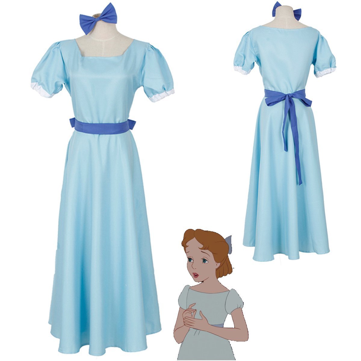 Peter Pan Wendy Rachael Costume Cosplay Party Women Long Blue Dress