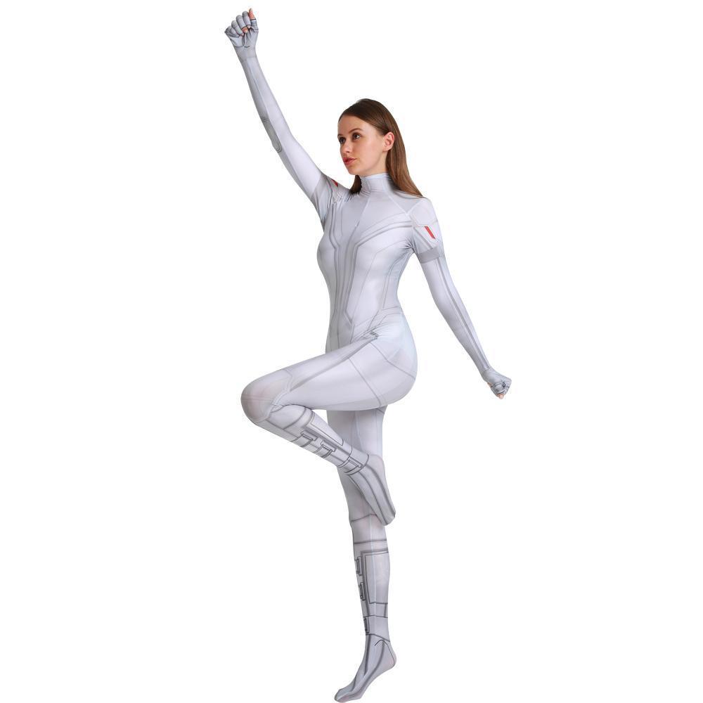 Black Widow White Cosplay Halloween Costume Zentai Bodysuit for Party