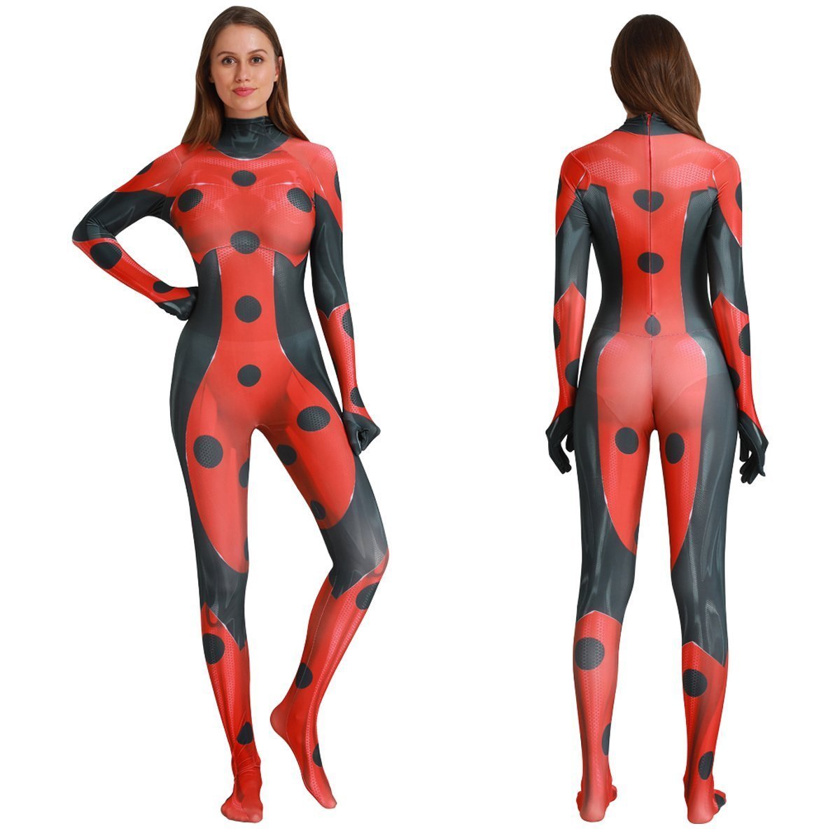 MrBug Female Halloween Cosplay Ladybug Costume Zentai Bodysuit-Pajamasbuy