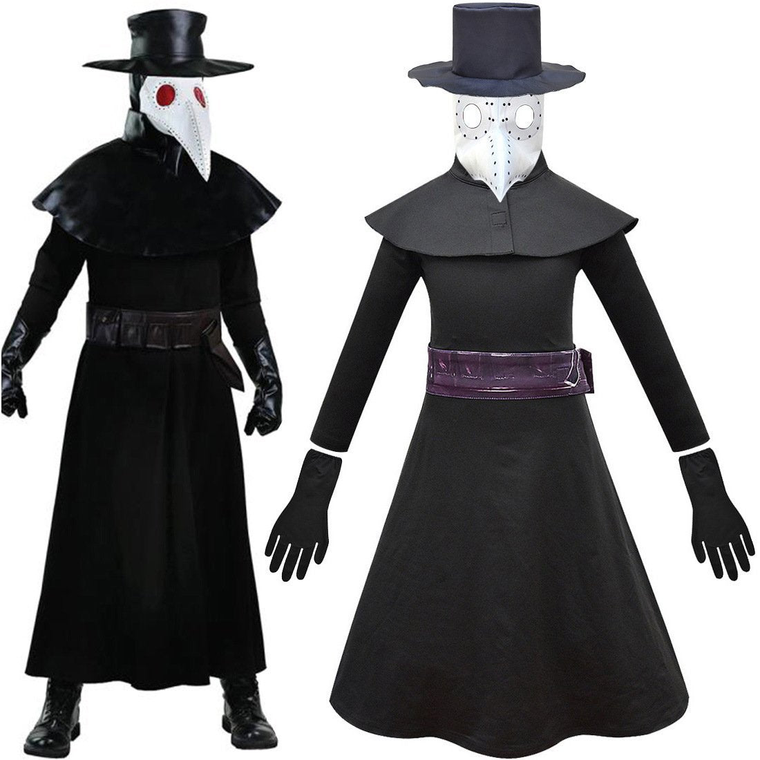 Kids Plague Doctor Cosplay Costume Long Robe Cape Outfits Steampunk Plague Doctor Cosplay Dress-Pajamasbuy