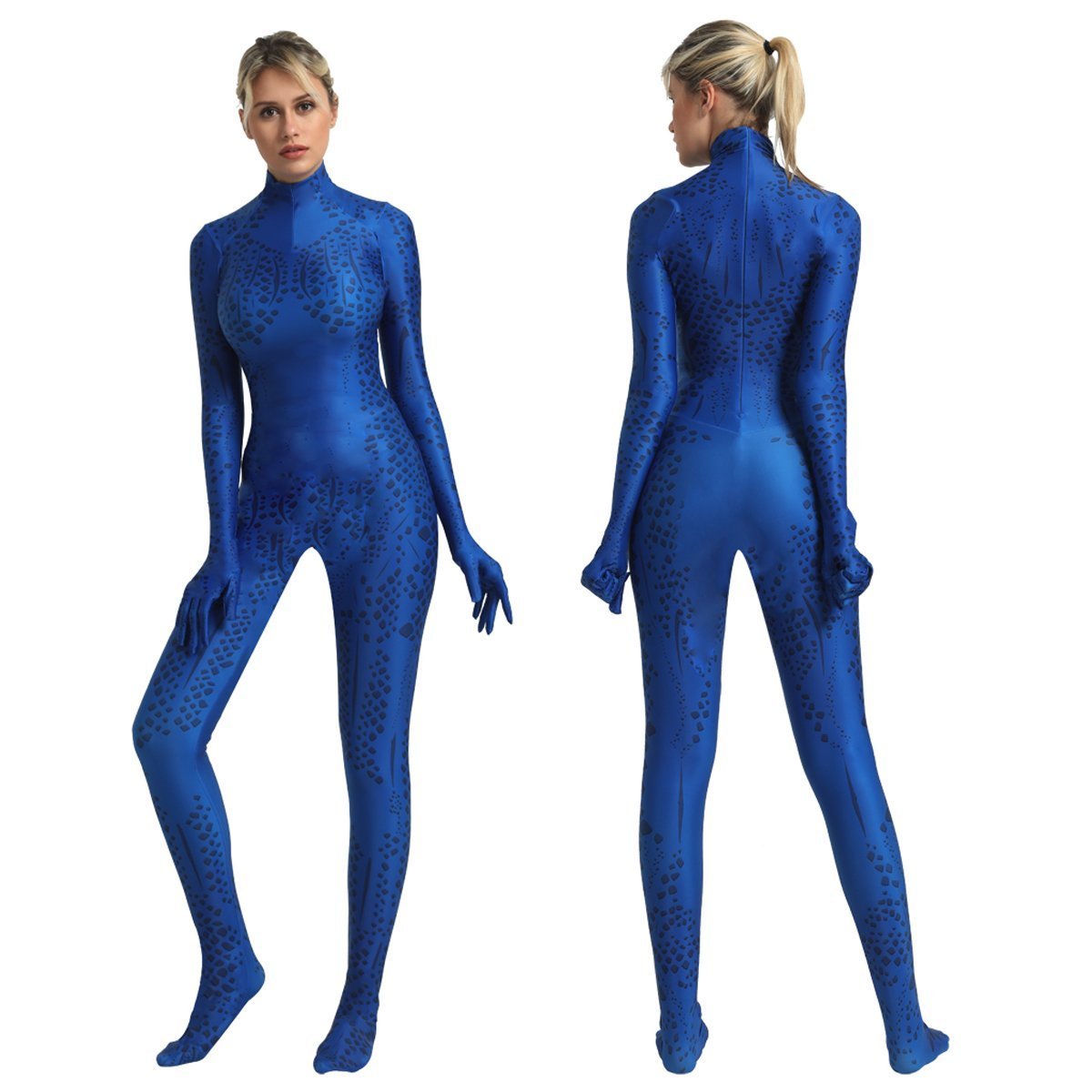 Mystique Outfits Halloween Cosplay Costume Bodycon Jumpsuit-Pajamasbuy