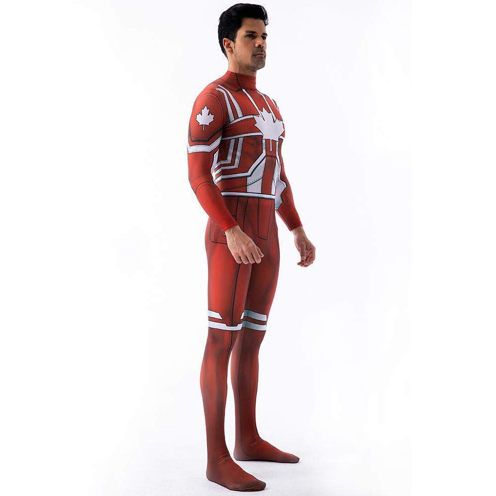 Captain Canuck Cosplay Costumes Jumpsuit Superhero Halloween Tights Zentai For Adult Kids