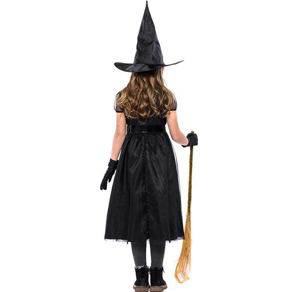 witch Cosplay black mesh little witch girl Halloween Costumes for kids