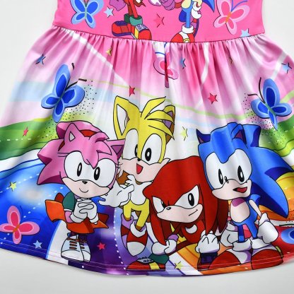 Girls' Sonic printed costumes cheerleading flying sleeves dress for kids
