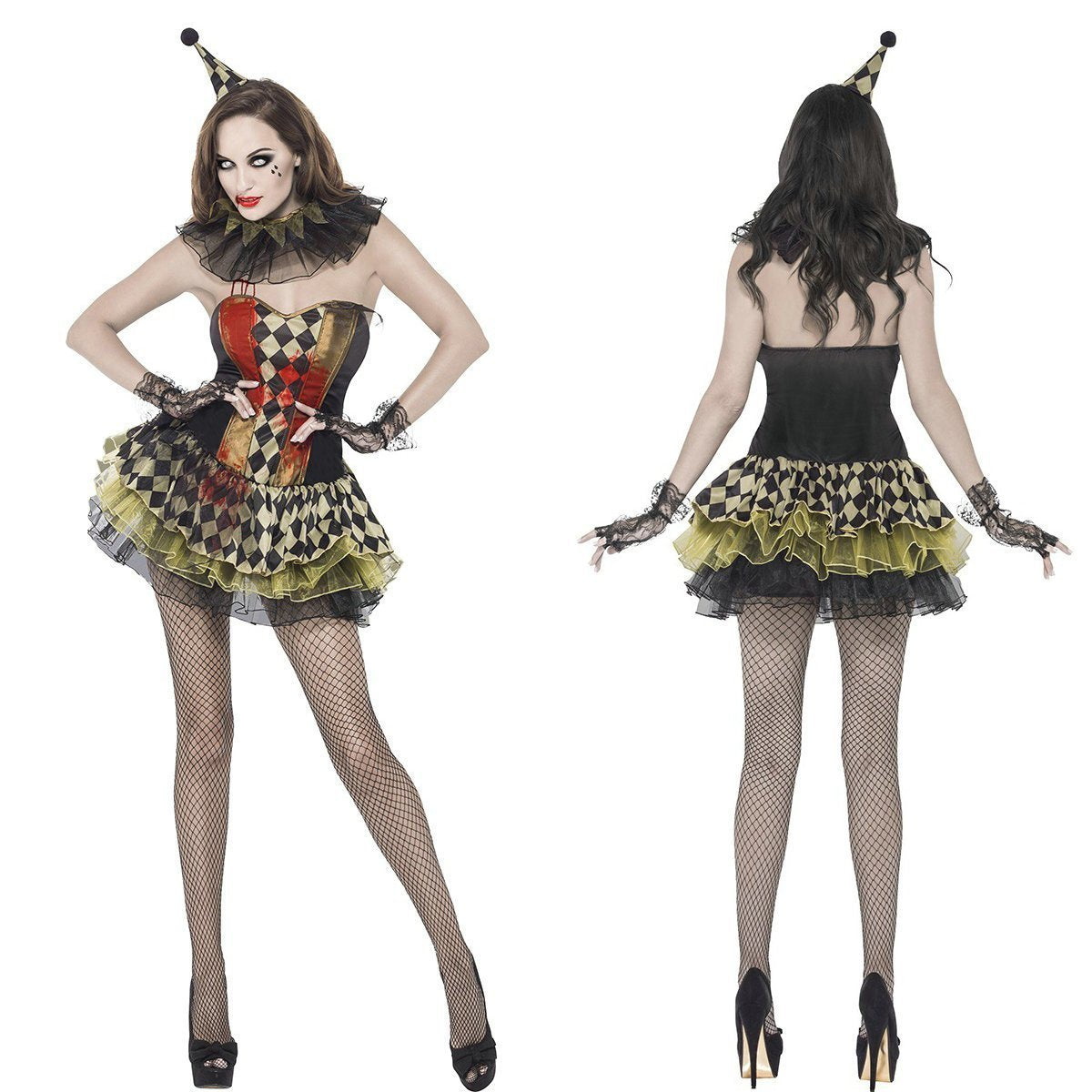 Colorful Halloween Variety Clown Cosplay Costume Performance Dress