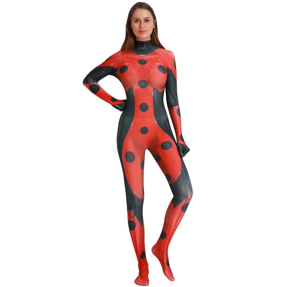 MrBug Female Cosplay Miraculous Ladybug Halloween Costume Zentai Bodysuit