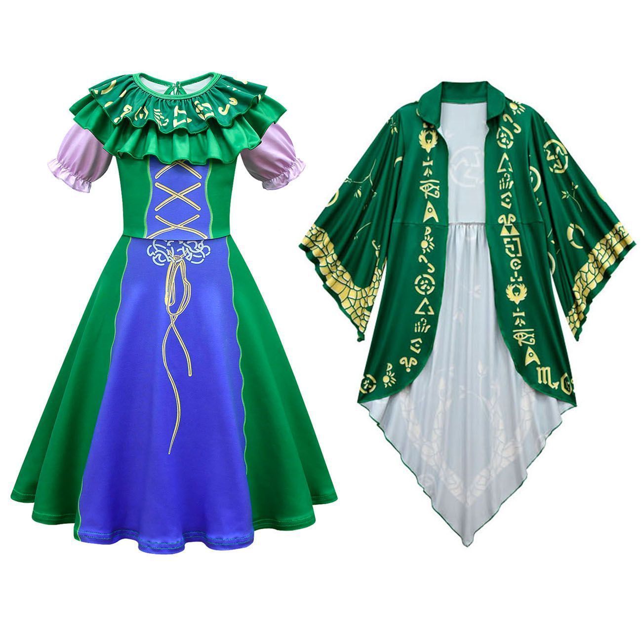 Green Hocus Pocus Winifred Sanderson Cosplay Suit Costume Dress Outfits for kids