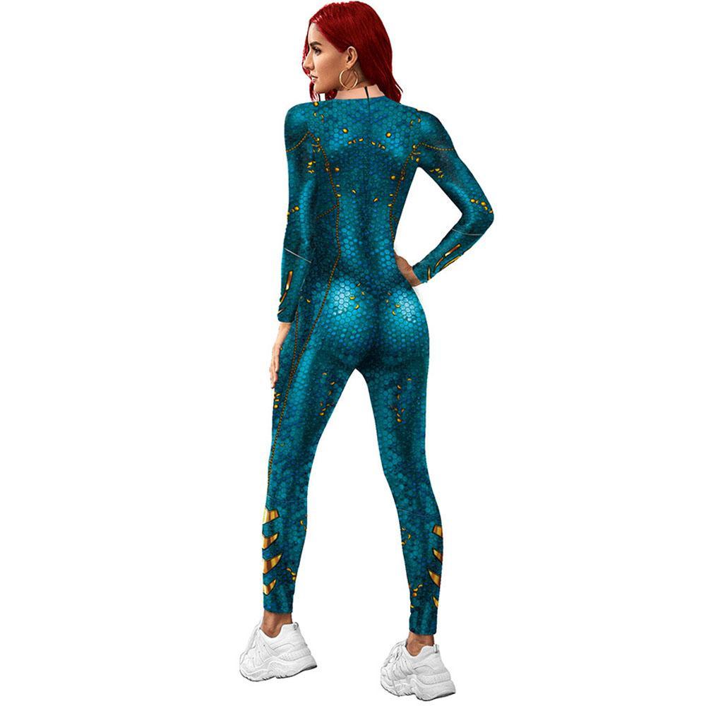 Atlanna Queen Aquaman 2 Costume Cosplay Jumpsuit Halloween Sequined Catsuit Party Zentai