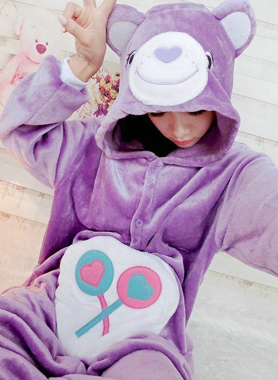 Bear Kigurumi Pajamas Hoodie Costume Animal Flannel Onesies-Pajamasbuy