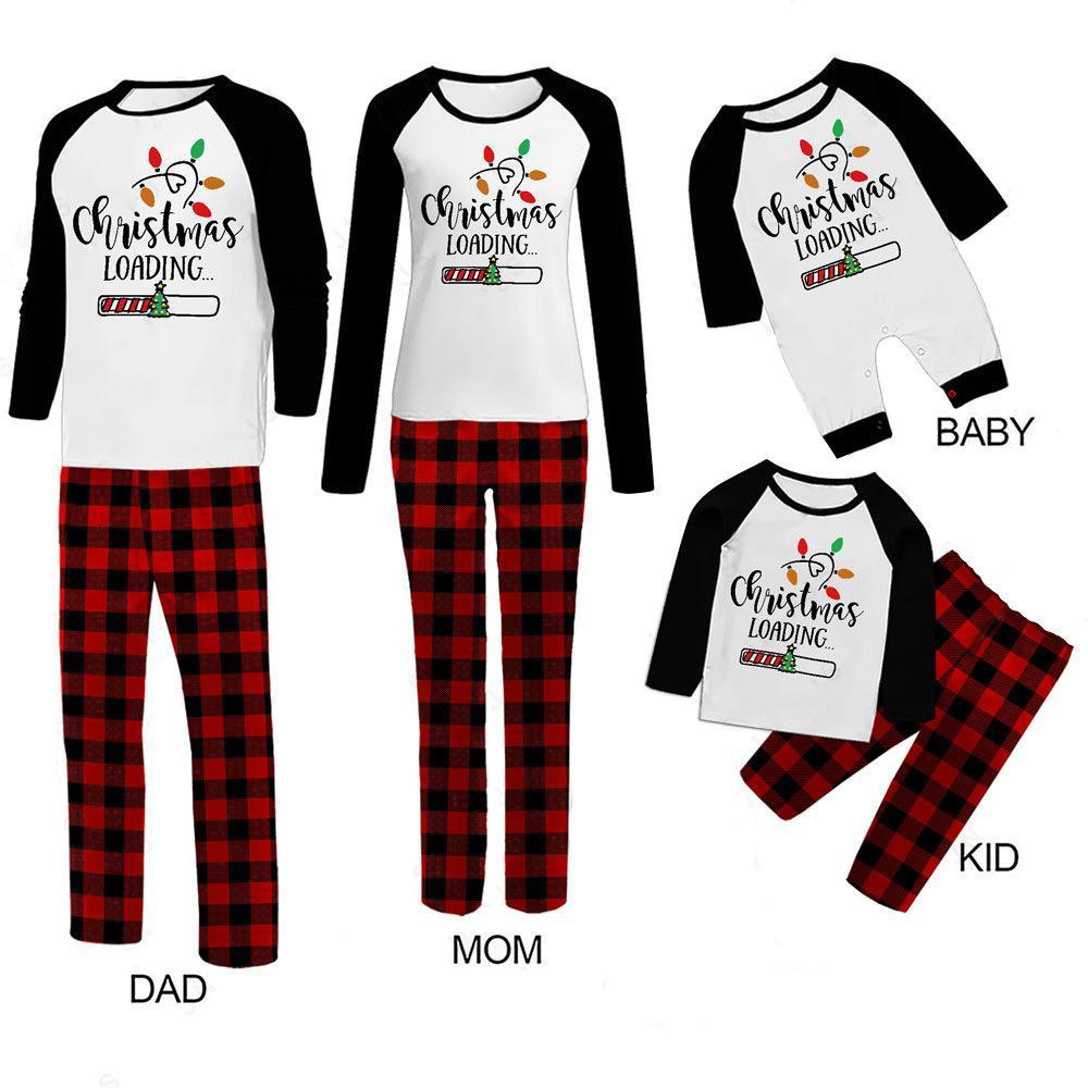 Halloween Christmas Printed Christmas Alphabet Pattern Pajama Set for kids and adult