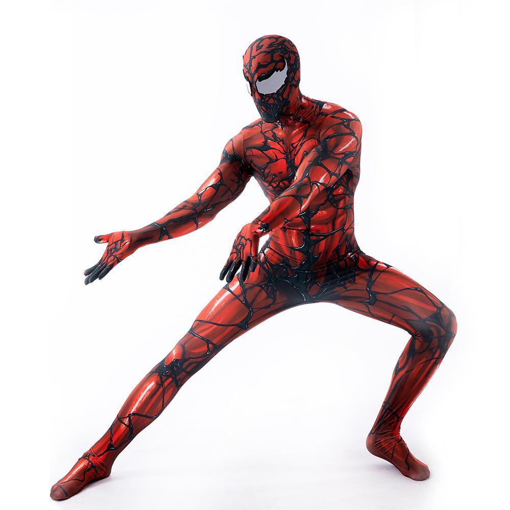 Carnage Red Venom Spiderman Costume Cosplay Jumpsuit Superhero Bodysuit Halloween Suit Zentai For Adult Kids