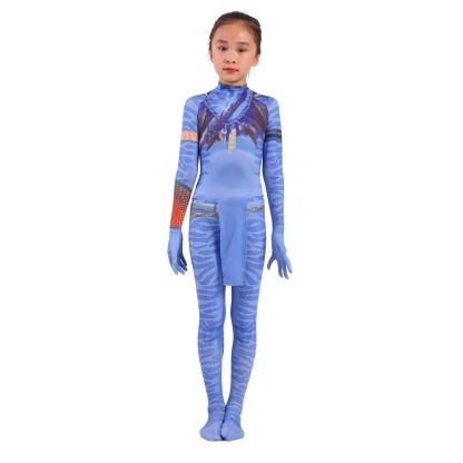 Avatar 2 Neytiri Battle Costume Tail Suit Unisex Jumpsuit Halloween Cosplay Zentai Bodysuit for Adult Kids