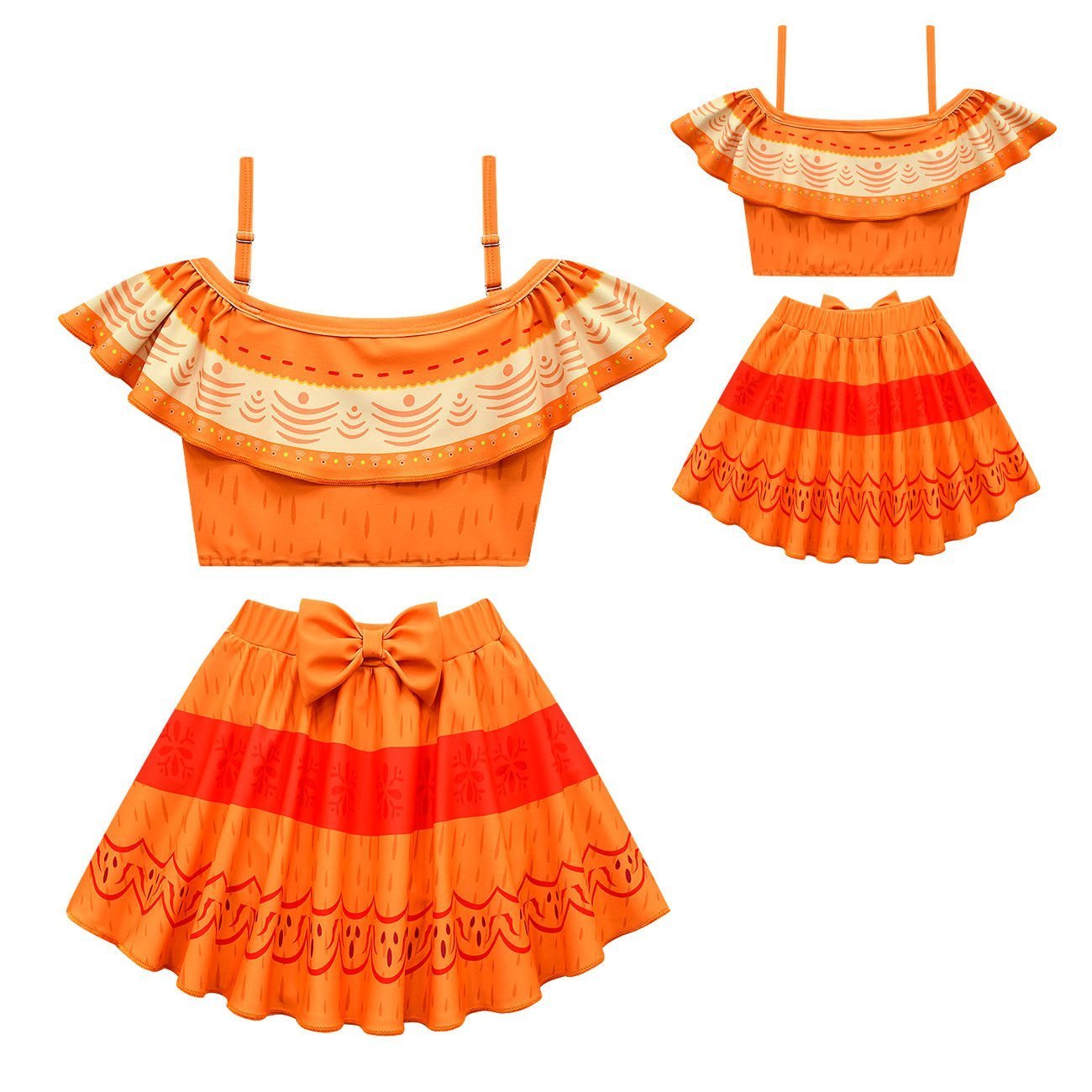 Encanto Pepa Swimsuits Girls Swimwear Ruffles Beach Surf Swimming Tankini Set