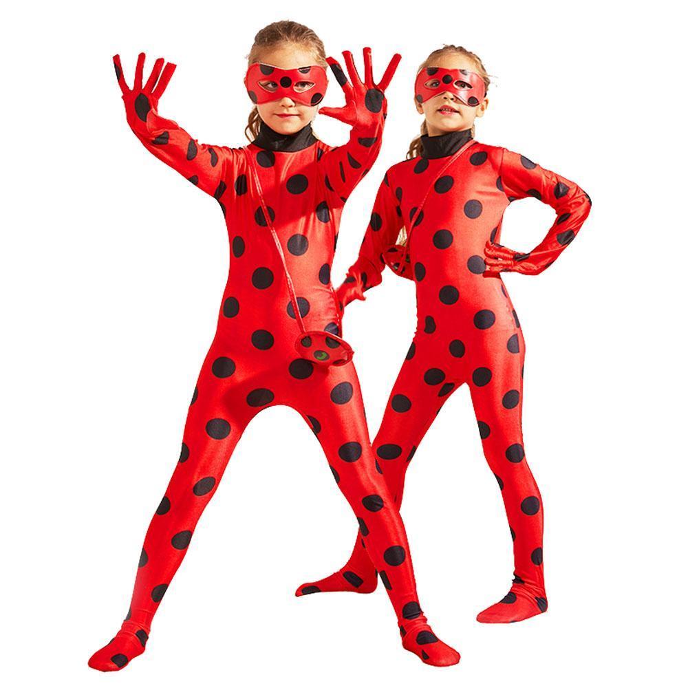 Miraculous Ladybug Black Cat Noir Red Yellow Cosplay Costume Kids Zentai Bodysuit Halloween Jumpsuit for Girls Boys