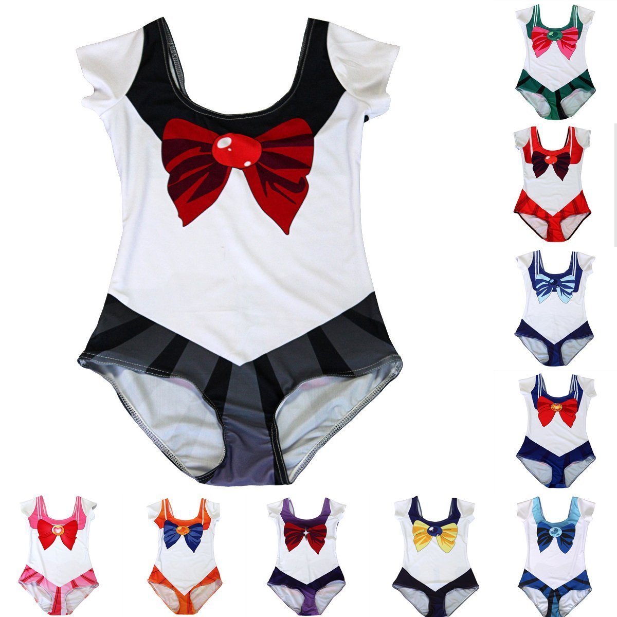 Polyester Sailor Moon Women Bodycon Swimsuit Cosplay Costume