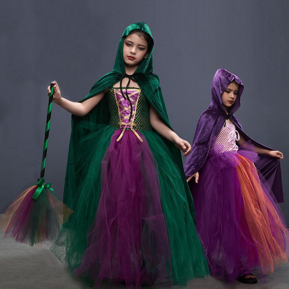 Hocus Pocus Sanderson Winifred Sarah Mary Costume sisters Tutu Dress for kids Girl Halloween Party Gift