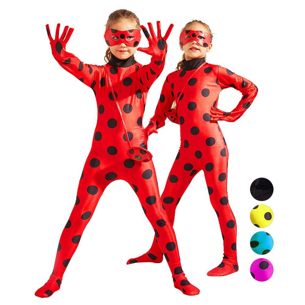 Miraculous Ladybug Black Cat Noir Red Yellow Cosplay Costume Kids Zentai Bodysuit Halloween Jumpsuit for Girls Boys